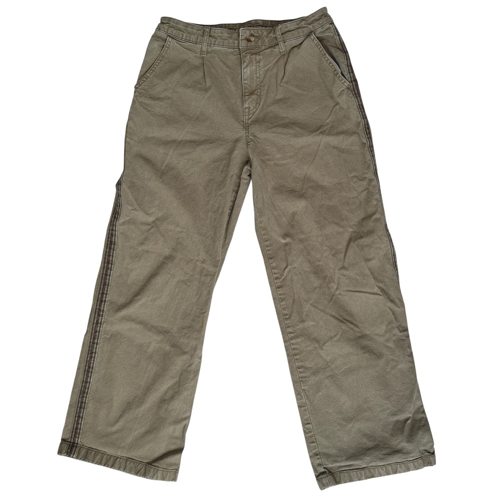 American Eagle Womens Wide Leg‎ Khaki Pants Sz 6 Side Stripe Skater Alt Grunge